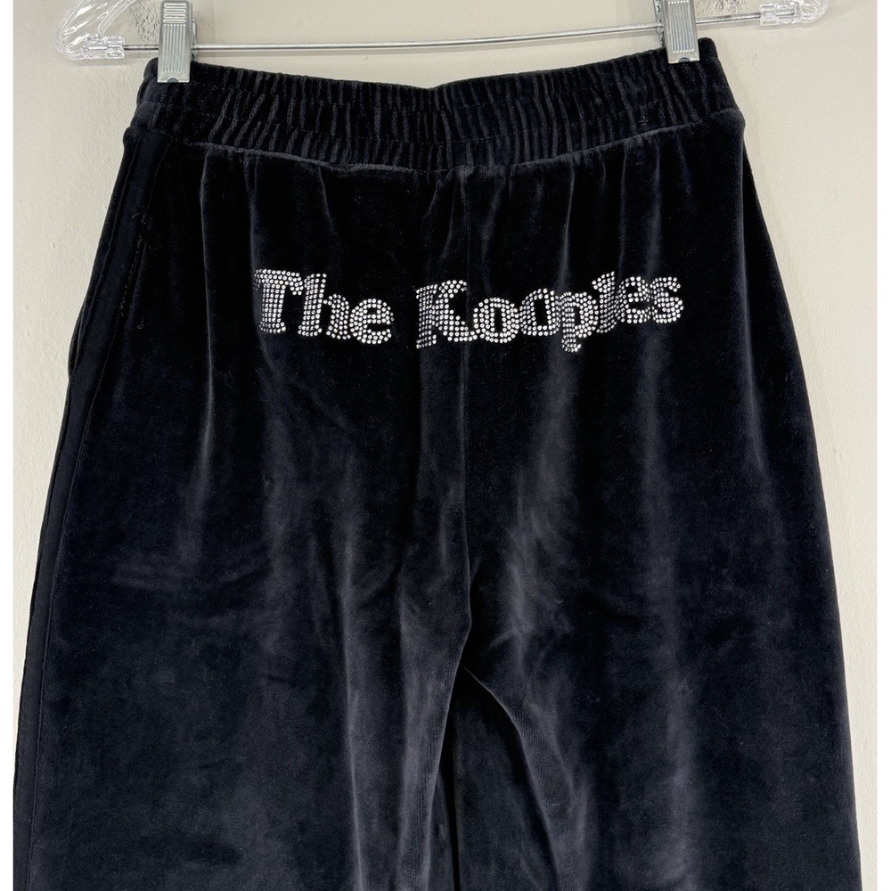 THE KOOPLES Wide Leg Trouser Track Sweat Pant XS Black Velvet Pull On NWT‎